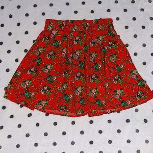 U2B Floral Print Red Skirt Size S